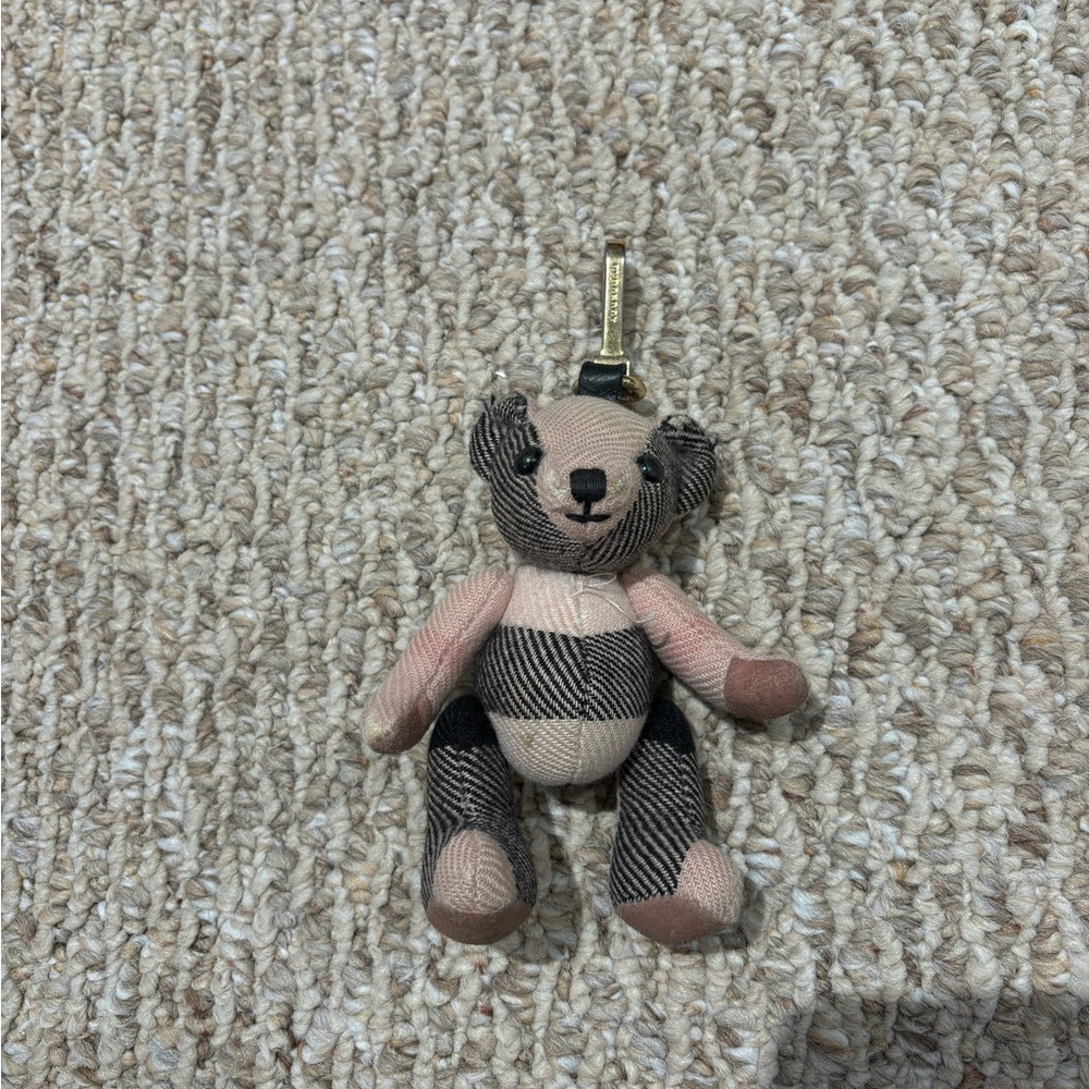 Burberry Striped Cashmere Teddy Bear Keychain